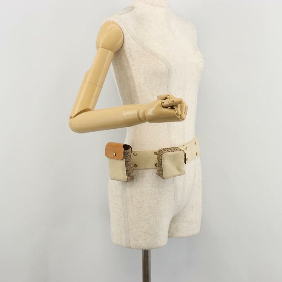 【日本直送】Christian Dior Trotter帆布腰包 街頭時尚 米色 金色 正品 bs34856A-22