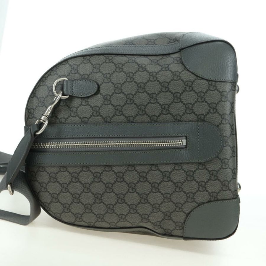 【日本直送】GUCCI GG Supreme Ophidia 波士頓包 PVC 灰銀色 724612 Auth mr2423M-3