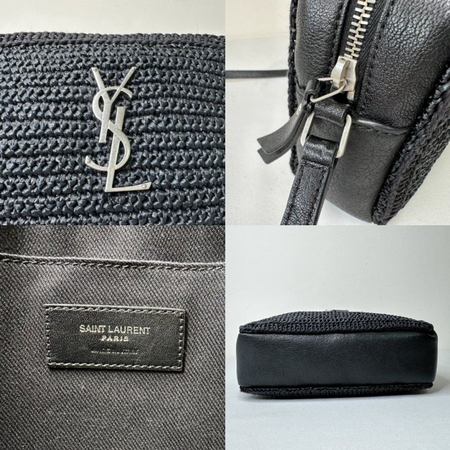 YSL 拉菲草皮革流蘇相機包-7