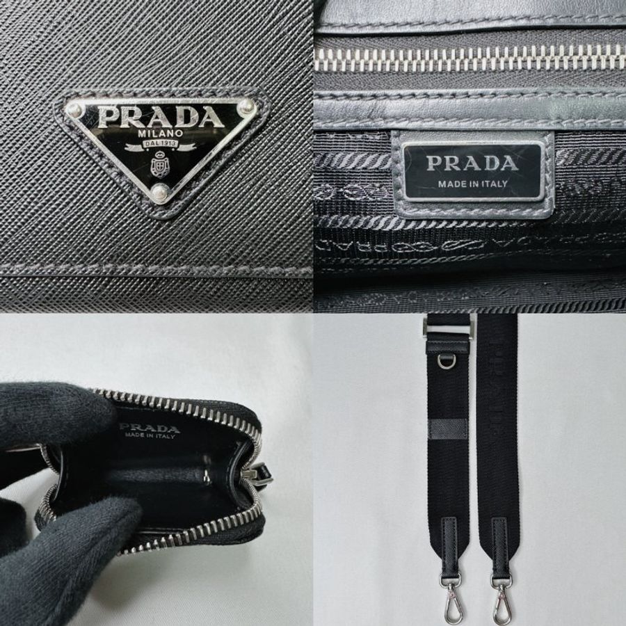 PRADA Saffiano皮革翻蓋斜背包-8