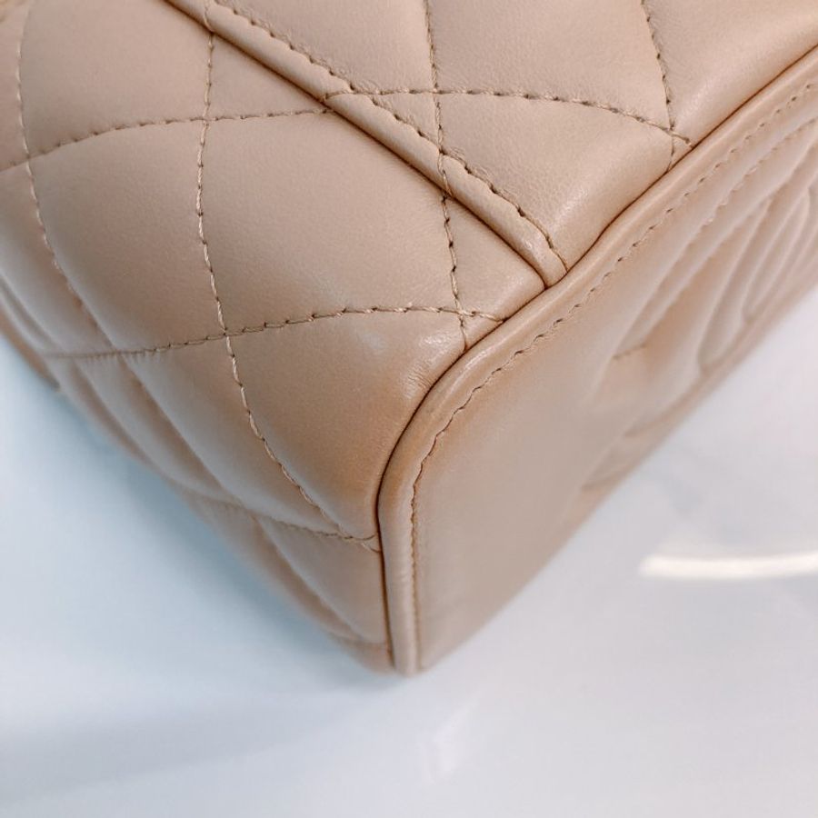 MS0723 Chanel 香奈兒米色化妝盒子鏈條包 金扣 Vanity Case Gold Bead Beige x GHW-8