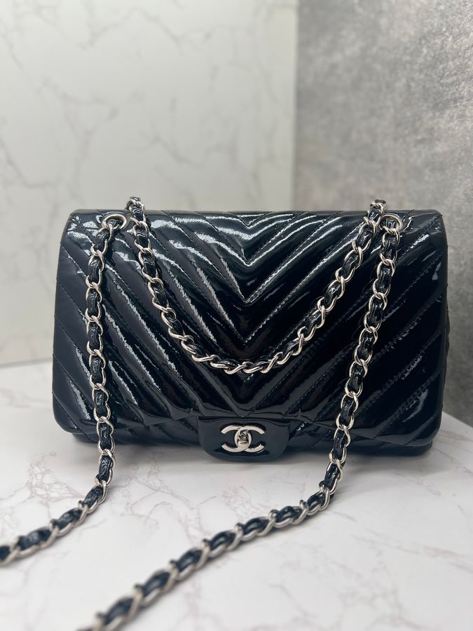 香緹國際精品 CHANEL 漆皮 Jumbo CF 鏈帶肩背包 1002-0
