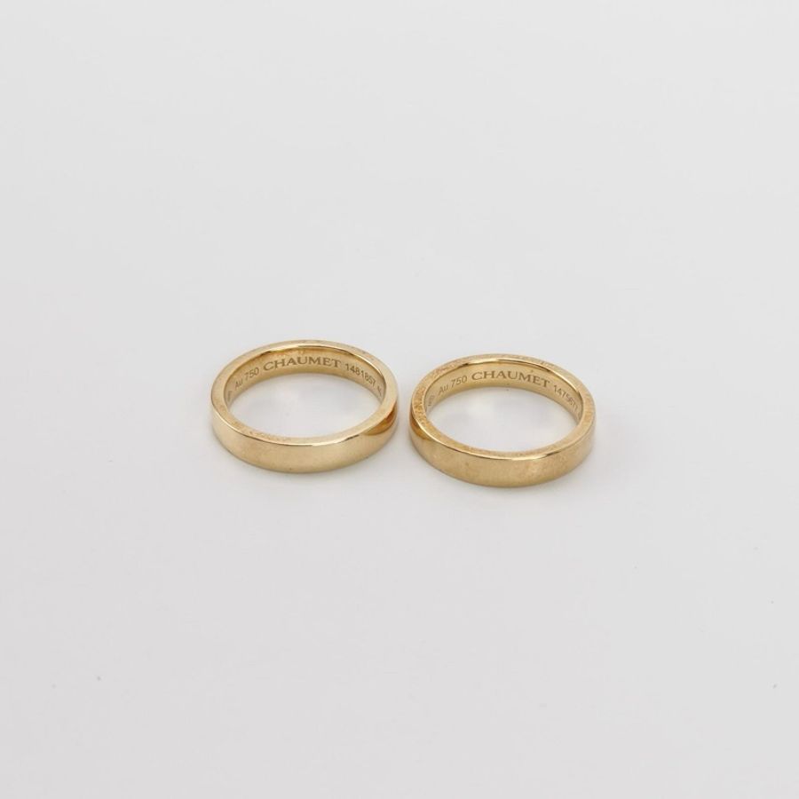 Chaumet 18k黄金钻石戒指9码10码全套-7