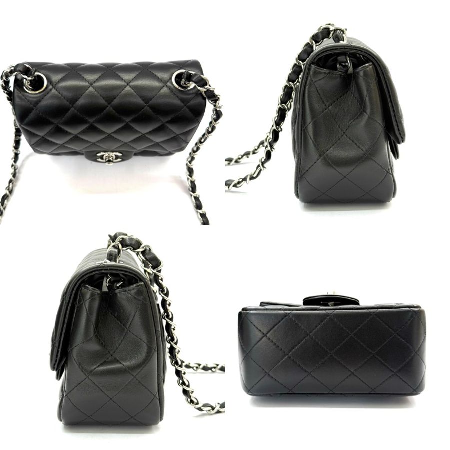 CHANEL 香奈兒 黑色羊皮MINI鏈條斜背包 RFID MICROCHIP A35200-3