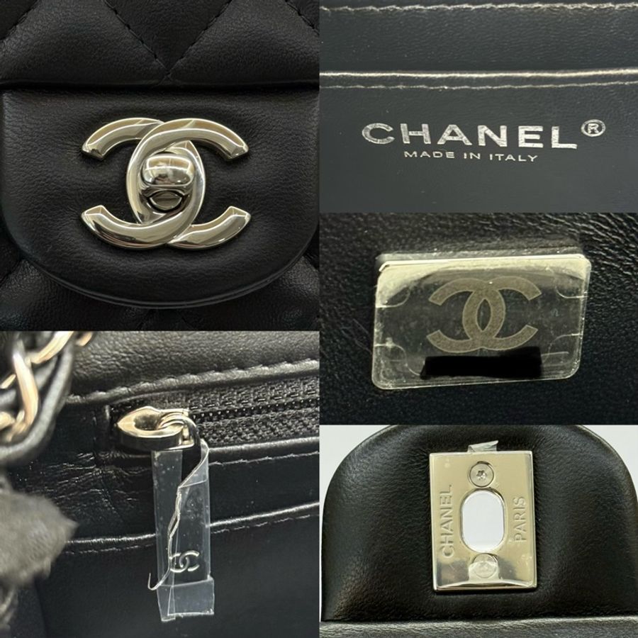 CHANEL 香奈兒 黑色羊皮MINI鏈條斜背包 RFID MICROCHIP A35200-8