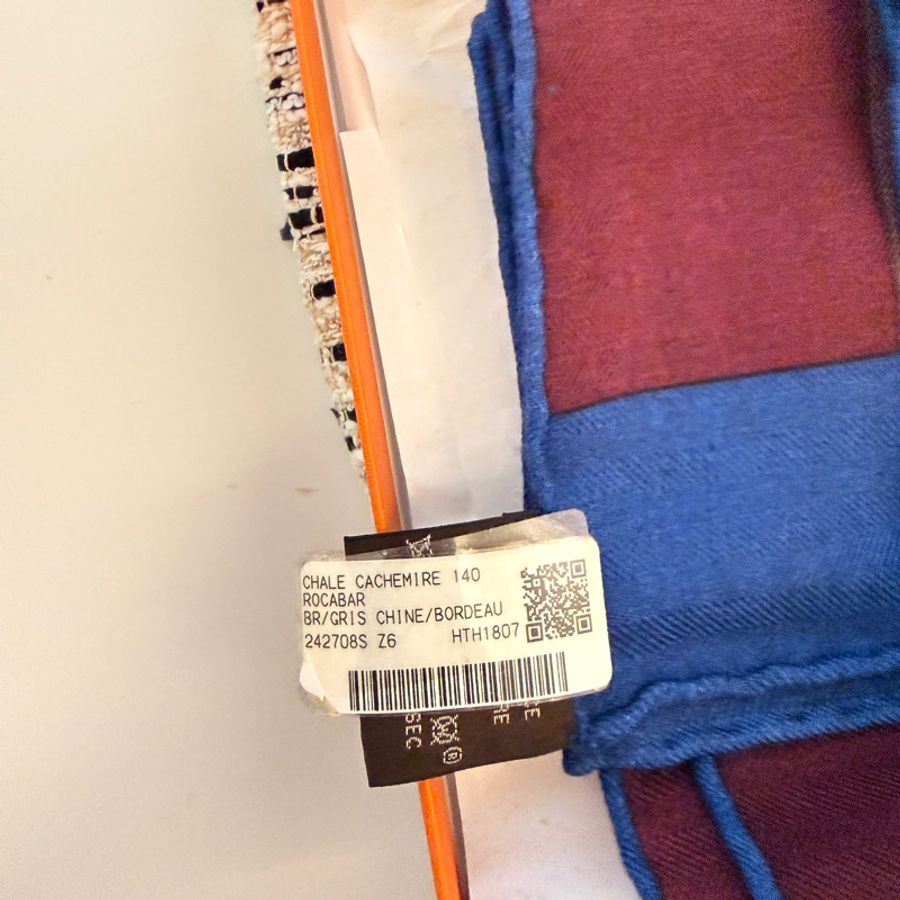 Hermes Rocabar駿馬圖喀什米爾羊毛混絲方型大披肩圍巾-紅棕色/藍色-2