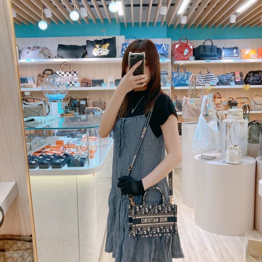 MS0718 Christian Dior 迪奧迷你手提包 織布提花海軍藍金扣 Book Tote Mini Oblique Navy x GHW-1