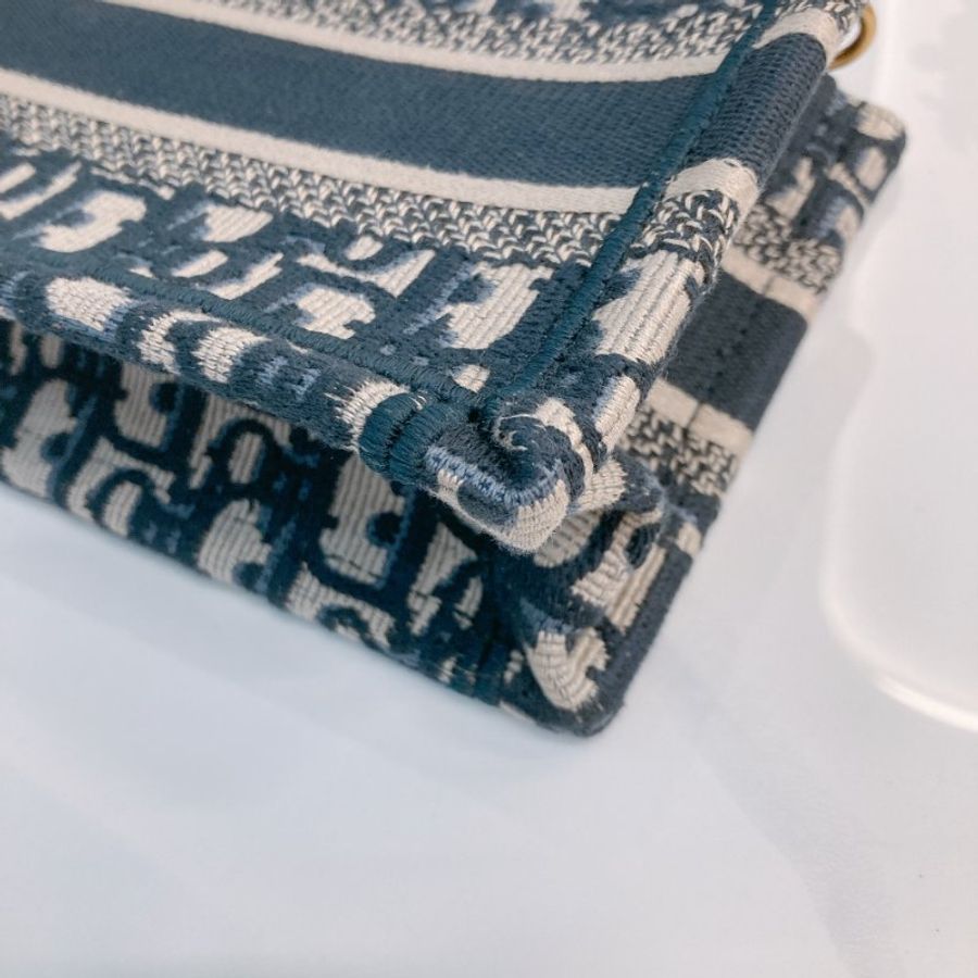 MS0718 Christian Dior 迪奧迷你手提包 織布提花海軍藍金扣 Book Tote Mini Oblique Navy x GHW-9