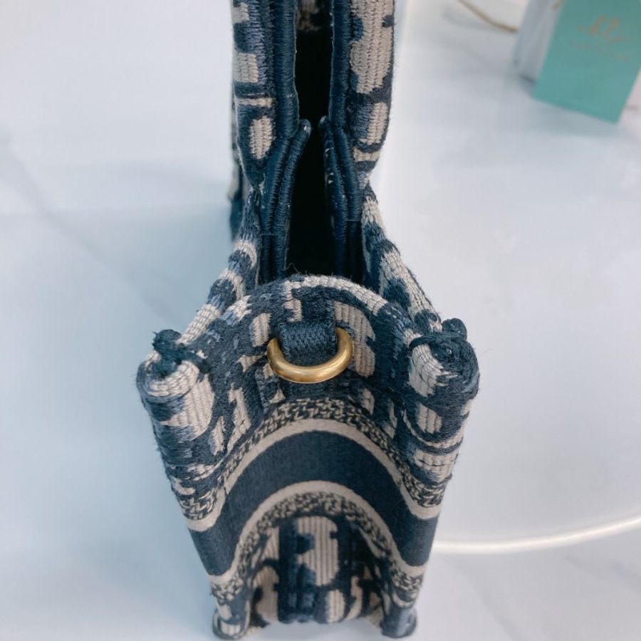 MS0718 Christian Dior 迪奧迷你手提包 織布提花海軍藍金扣 Book Tote Mini Oblique Navy x GHW-15