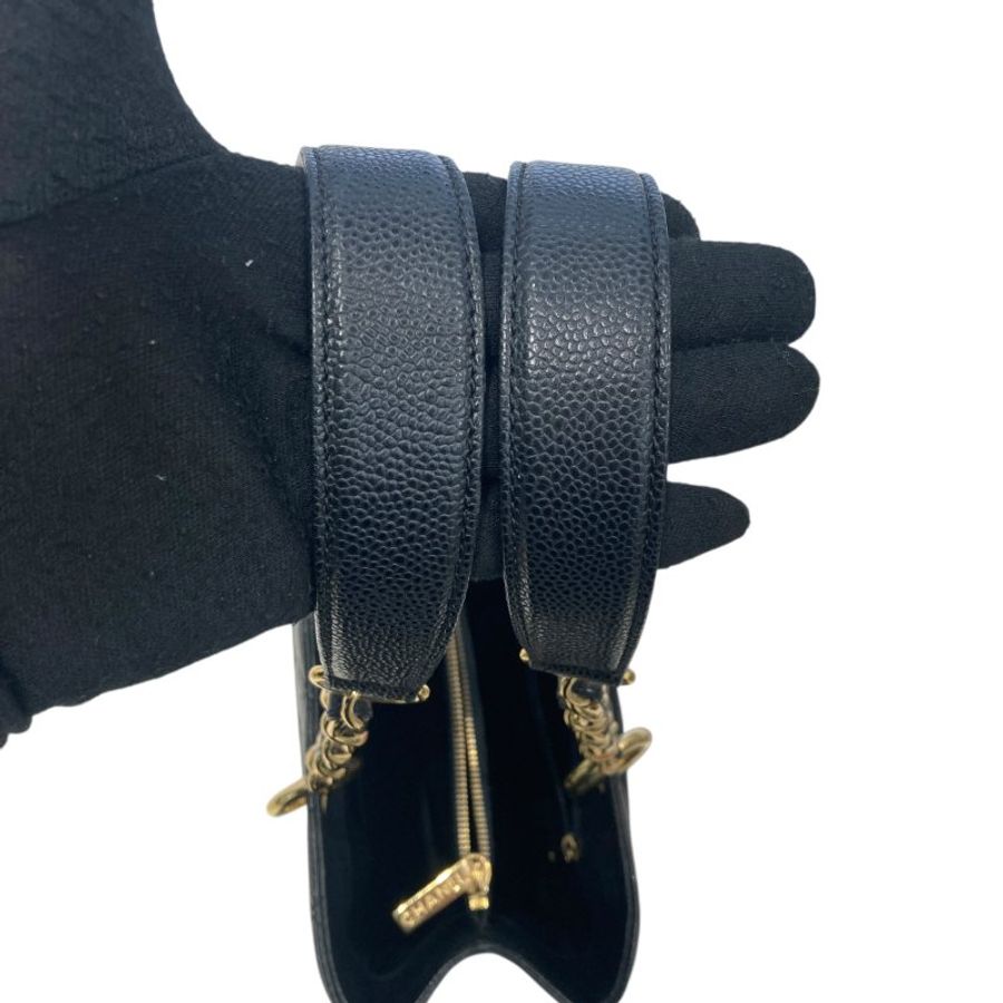 CHANEL 香奈兒 GRAND SHOPPING TOTE 黑色 皮革 金釦-10
