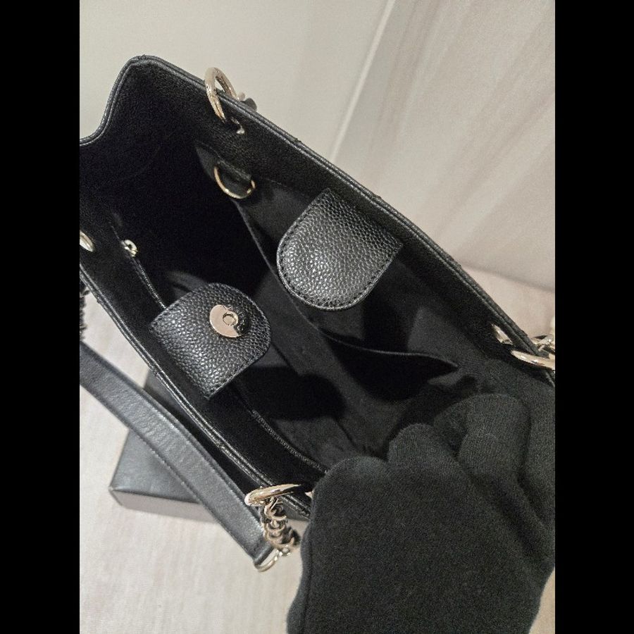 香奈兒 Chanel 黑色 荔枝皮 PST 托特包 鍊條包 肩背包 手提包-20
