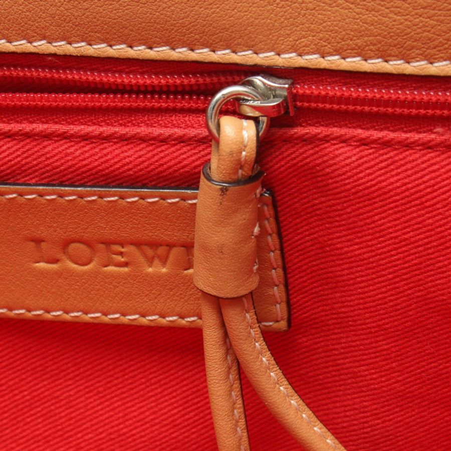 LOEWE Anagram 購物手提包，棕色皮革，二手女款-5