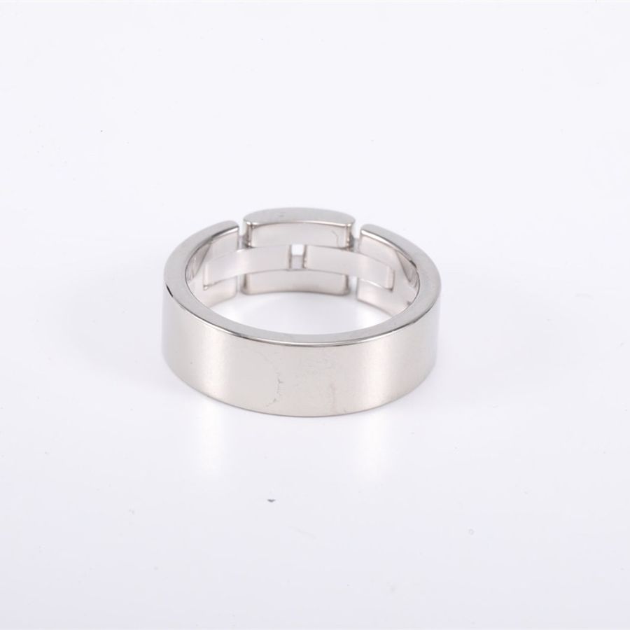 CARTIER 三排鑽鏈節與鏈條系列坦克半鑽戒指18K白金 51-4
