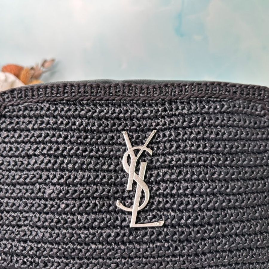 YSL 拉菲草拼皮流蘇相機包-5