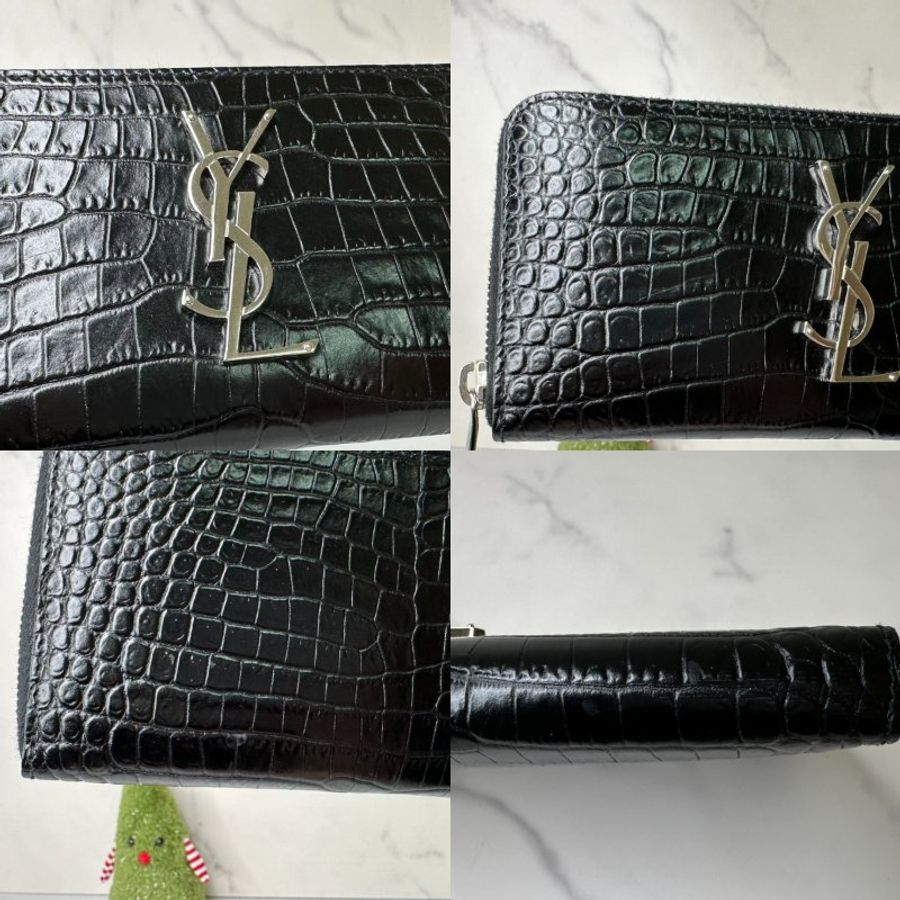 YSL 經典鱷魚壓紋皮革長夾-5