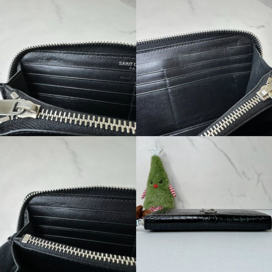 YSL 經典鱷魚壓紋皮革長夾-6