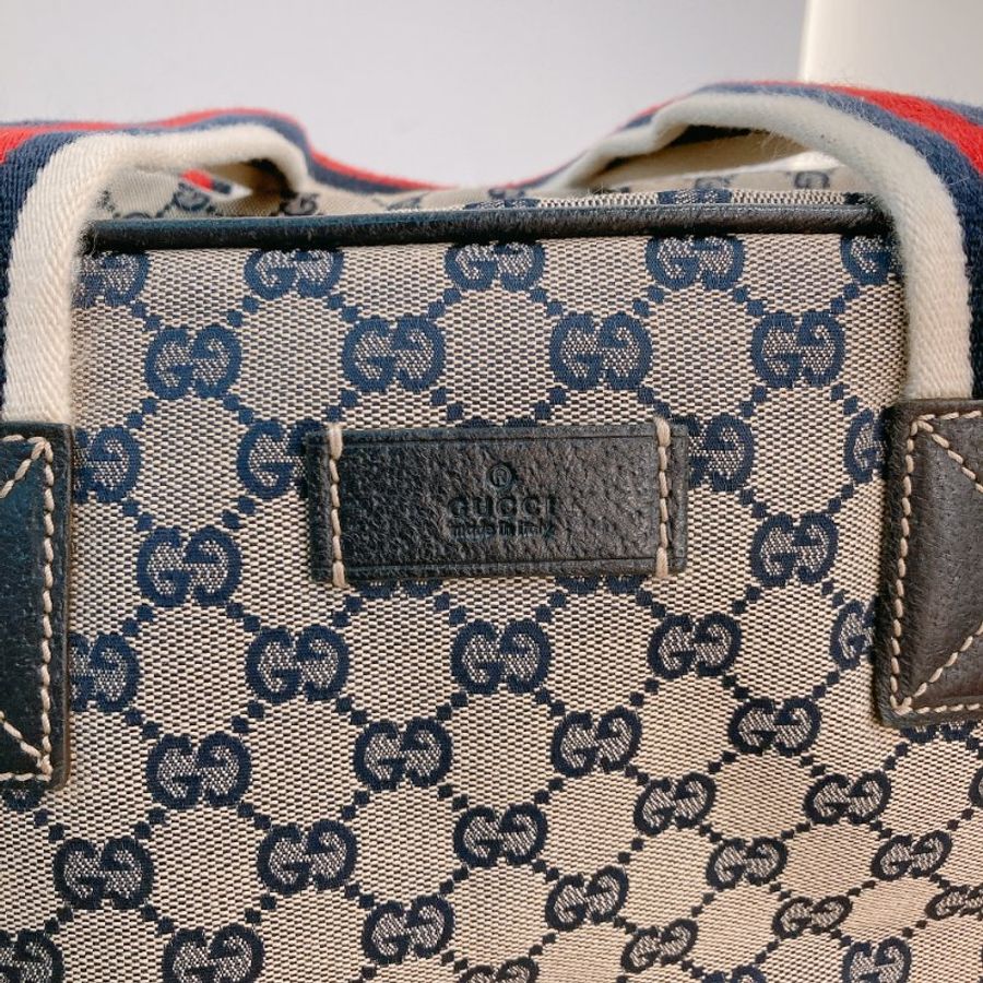 MS0710 古馳 經典帆布旅行包 銀扣深藍色 Gucci Boston GG Canvas 40CM Blue x PHW-11