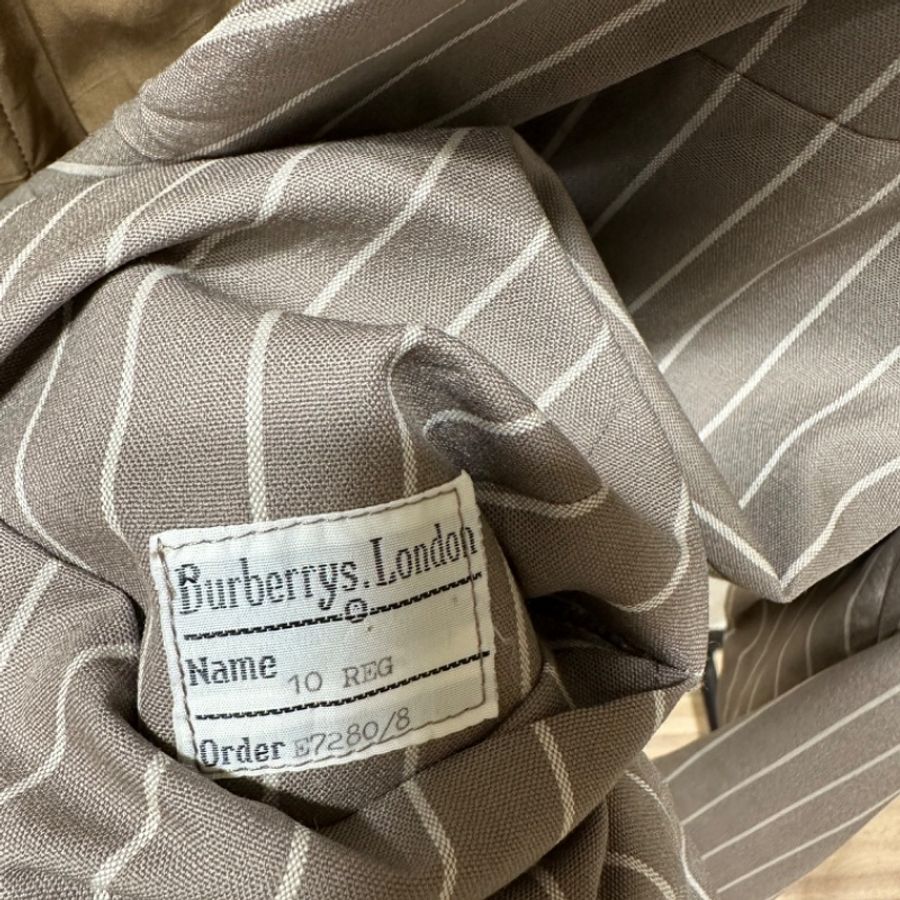 Burberrys' 1990s 拿鐵米色直條紋西裝外套 英國製造 📌 含有Legit 真品鑑定書-13