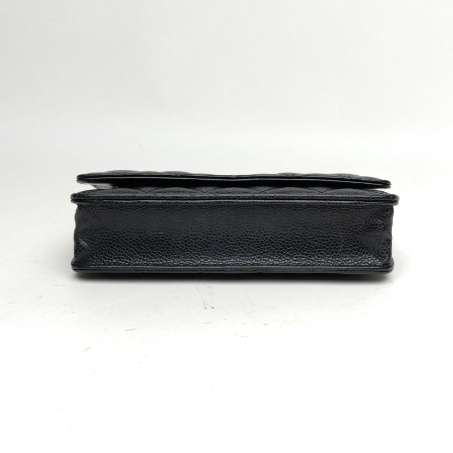 CHANEL CFWOC19cm黑色荔枝牛皮27開金扣肩背包-4