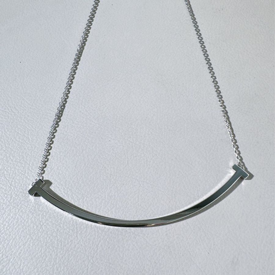 Tiffany 蒂芙尼 18k 白金大號寬版笑臉項鍊-4