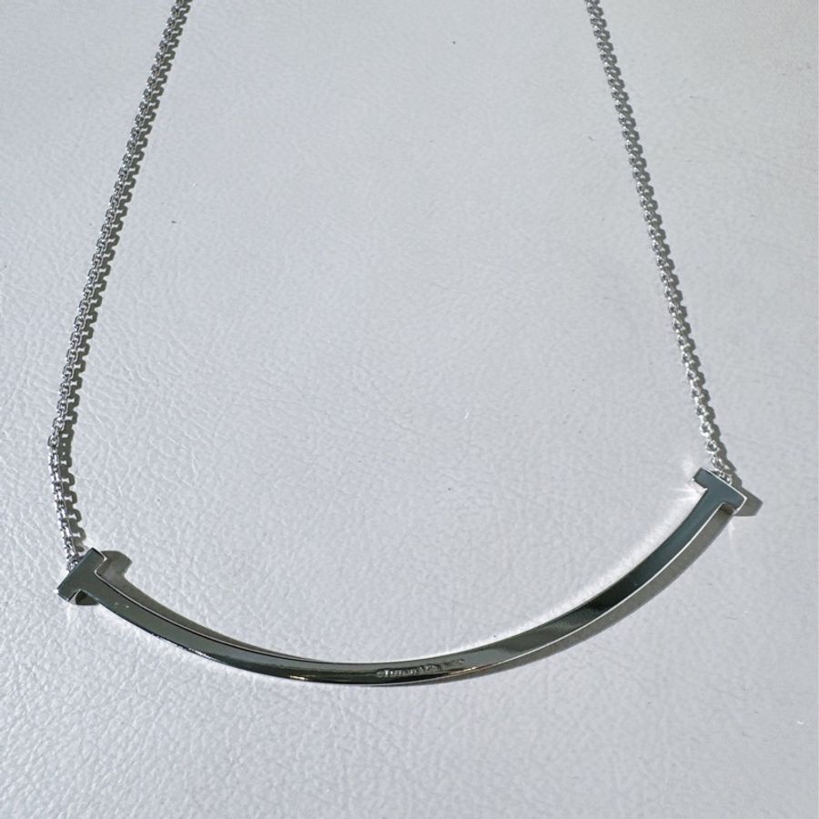 Tiffany 蒂芙尼 18k 白金大號寬版笑臉項鍊-5