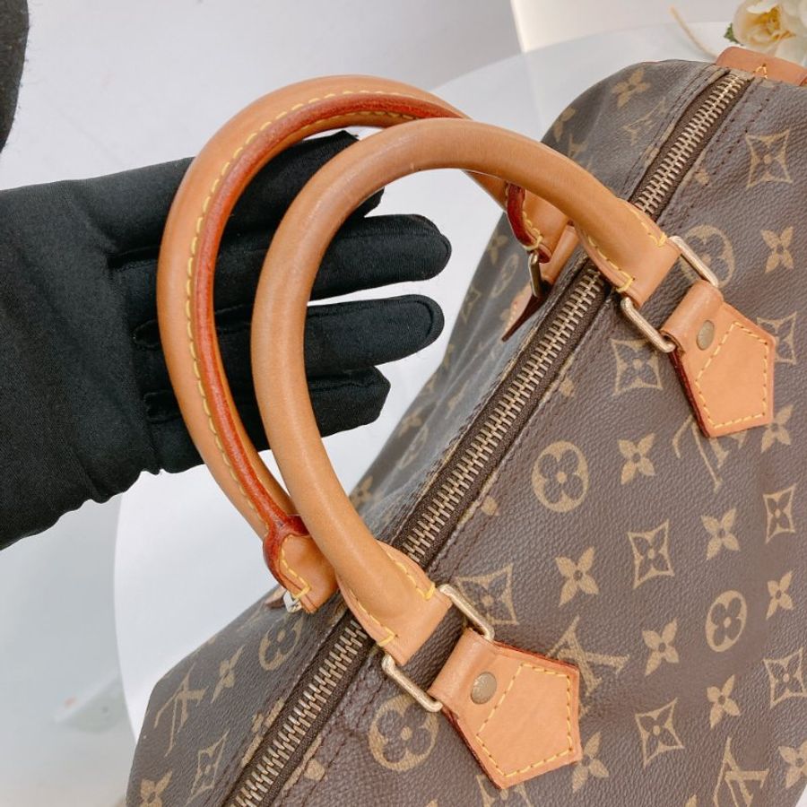 MS0707Louis Vuitton 路易威登經典枕頭包 帆布金扣 Speedy 30 Canvas Monogram x GHW-14