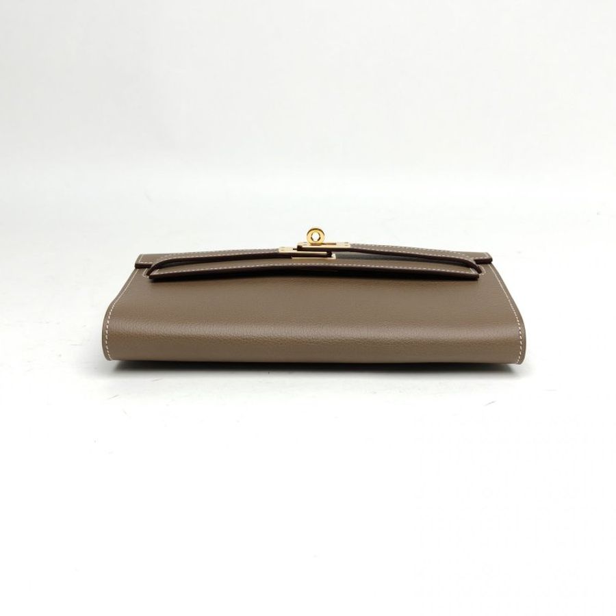 HERMES KellyLongToGo大象灰EC皮W刻金扣肩背包-4