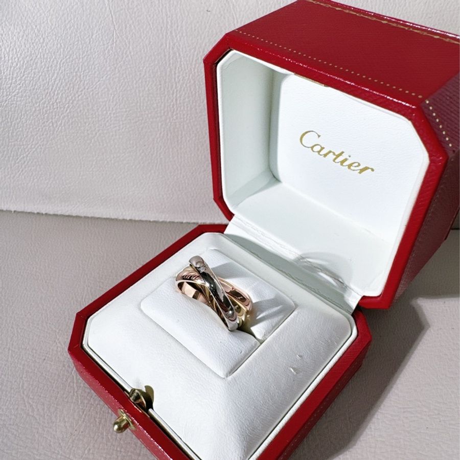 Cartier卡地亞 超美限量款 Trinity 星星帶鑽戒指 ，52 號-3