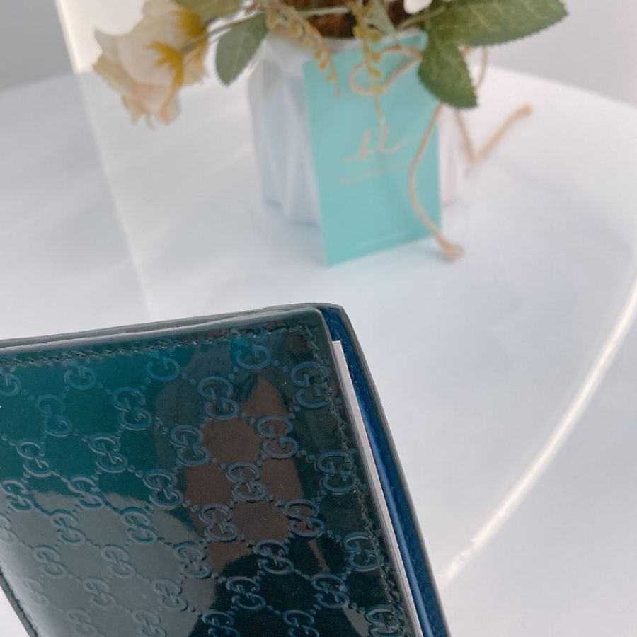 MS0701 Gucci 古馳經典款中長短錢包 漆皮深藍色 Microssima Bi-Fold Wallet Patent Leather Blue-7