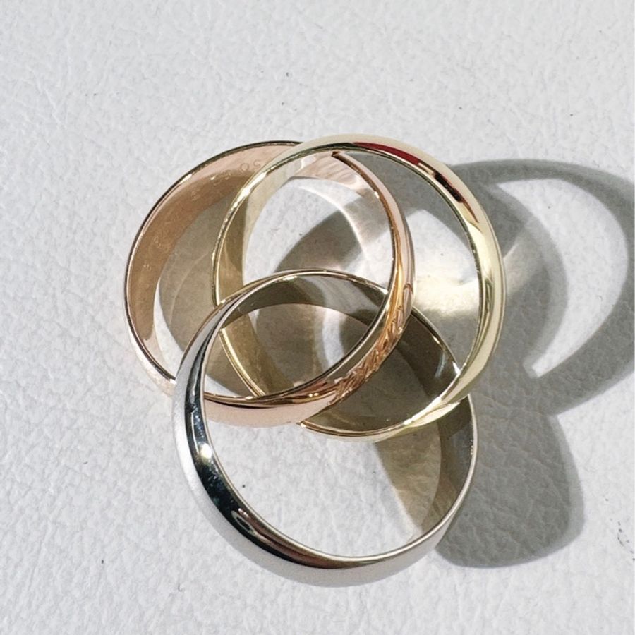 Cartier卡地亞 中古 Vintage Trinity 系列, 18K 三色金 超大號三環戒指,52號-4