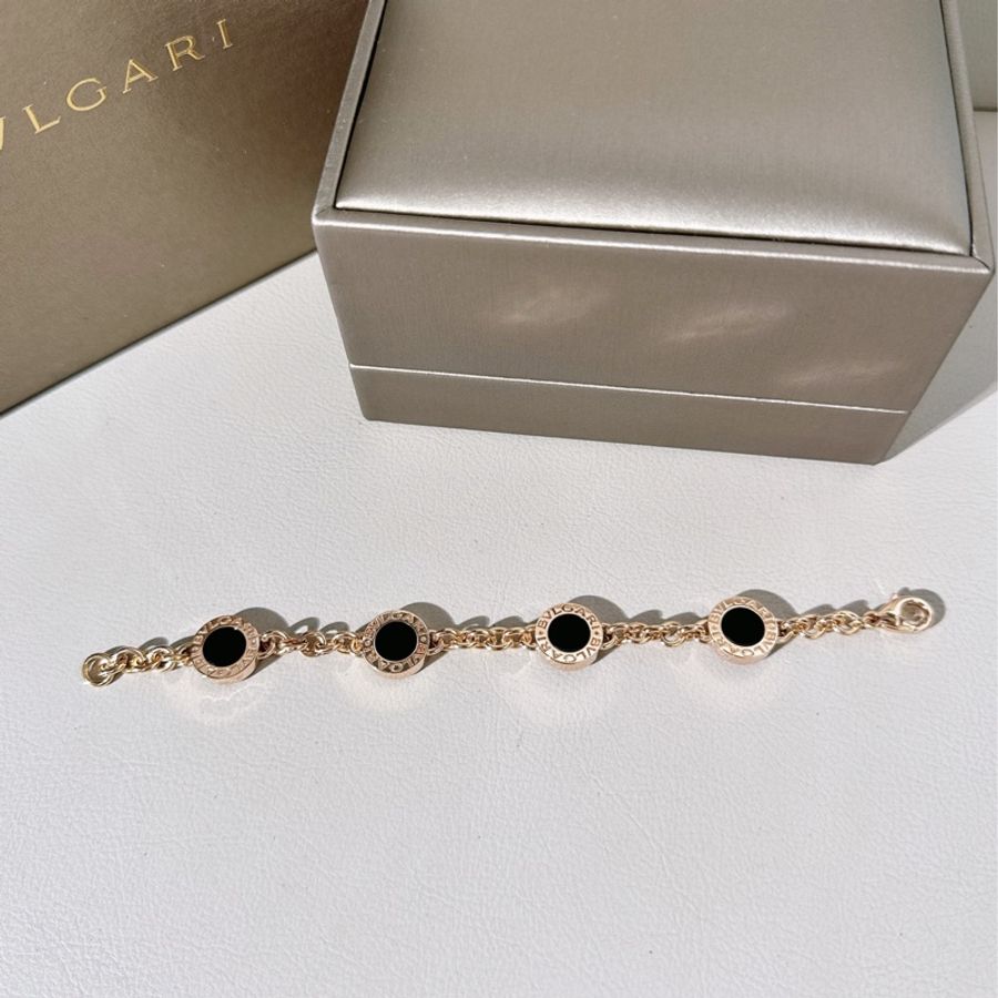 Bvlgari 寶格麗 黑白雙面圓餅手鍊，白貝母黑瑪瑙，S號-4
