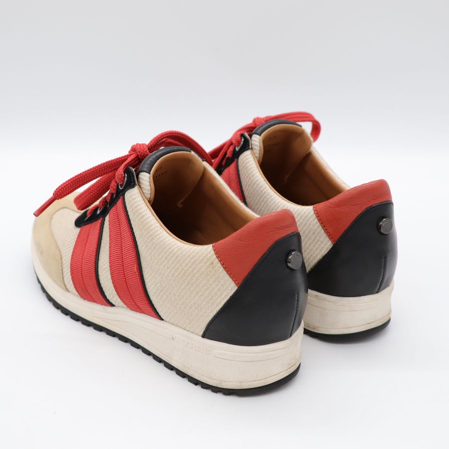 Longchamp 瓏驤 紅 卡其 麂皮 帆布 撞色布鞋-6