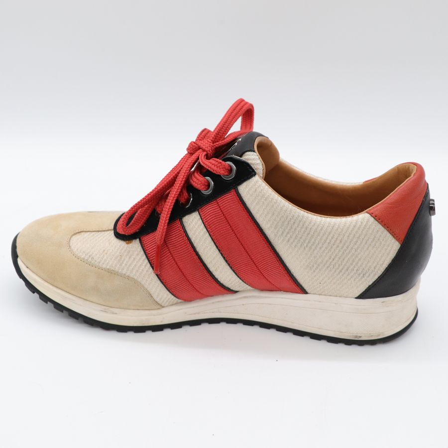Longchamp 瓏驤 紅 卡其 麂皮 帆布 撞色布鞋-15