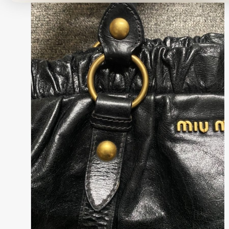 Miumiu黑色油蠟兩用包 斜背包 手提包-9