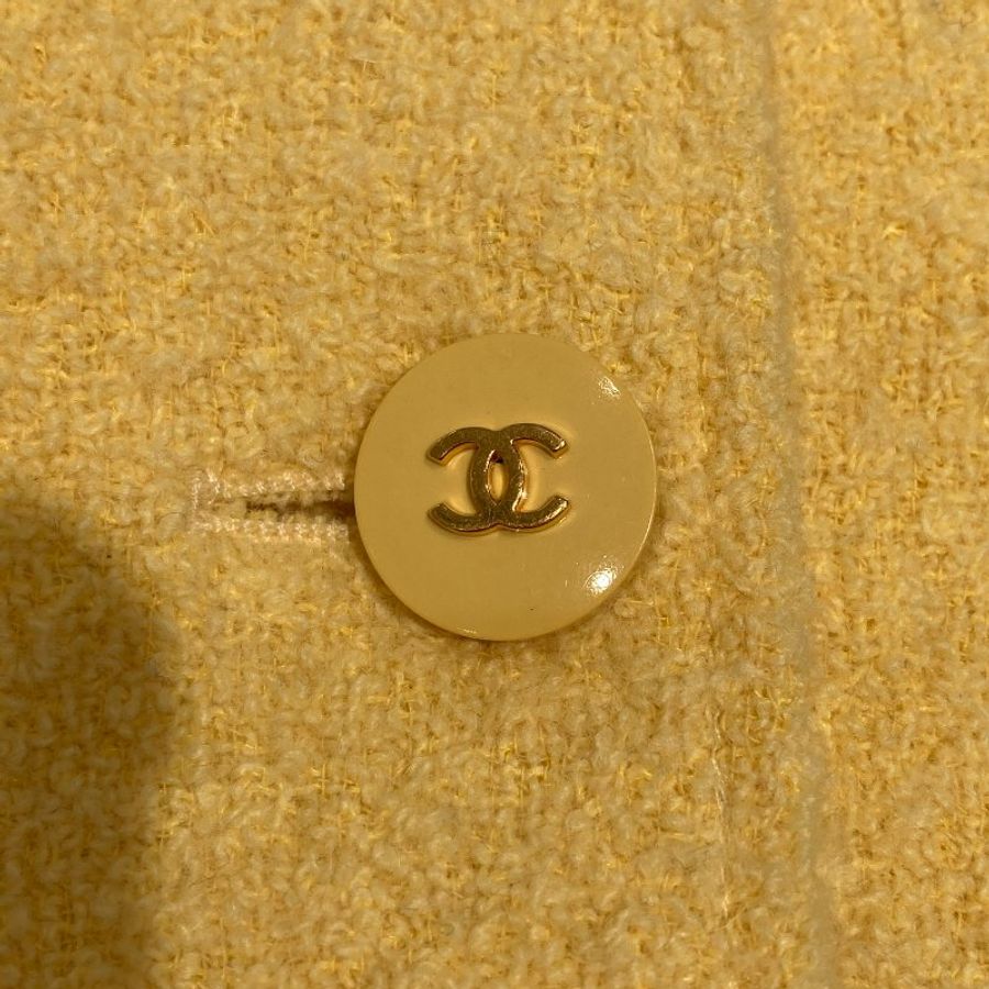 CHANEL 香奈兒 1995 AUTUMN MUSTARD YELLOW TWEED JACKET 黃色粗花呢外套 38-8