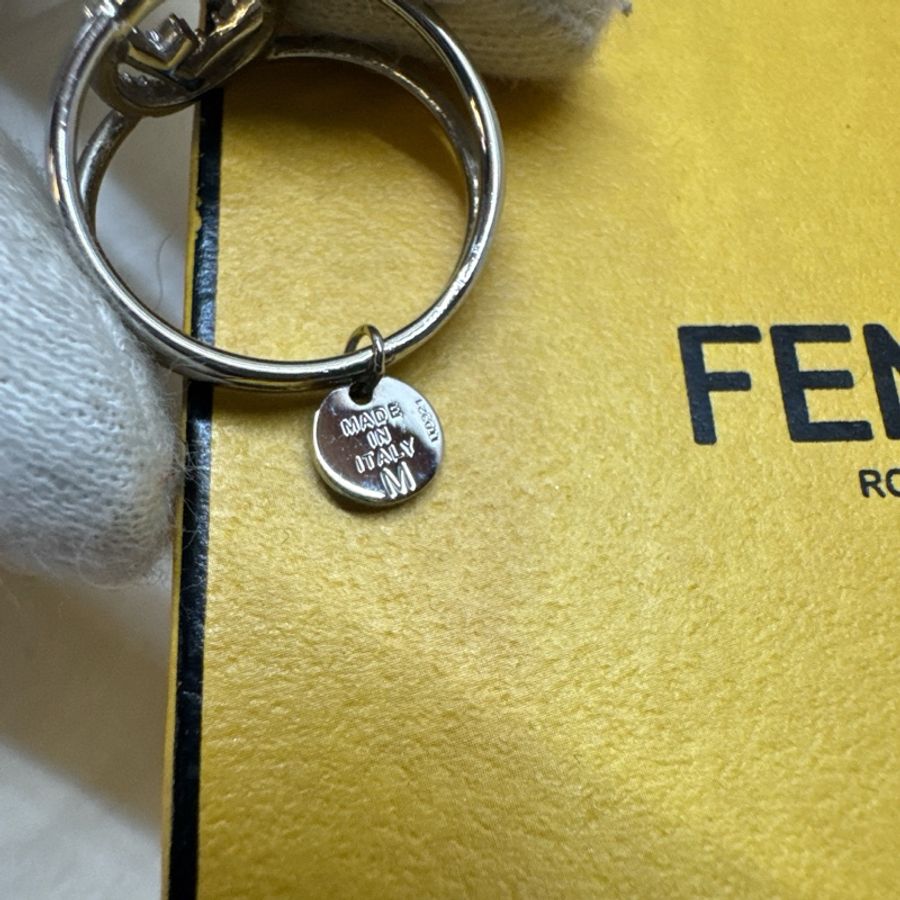 二手正品芬迪F is Fendi銀色帶鑽戒指 fendi戒指 fendi銀戒 fendi配件-8