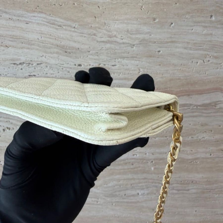 【97新 ✨ 全網最低價！】 🌸 A級Chanel/香奈兒22P白色寬鏈條mini woc金扣荔枝皮(下單前先詢問庫存❗️❗️）-8