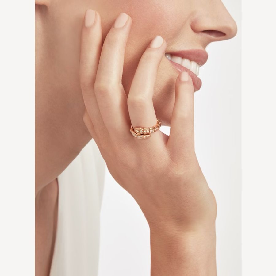 BVLGARI 寶格麗 SERPENTI VIPER 玫瑰金鑽戒/S號/98新美品-8