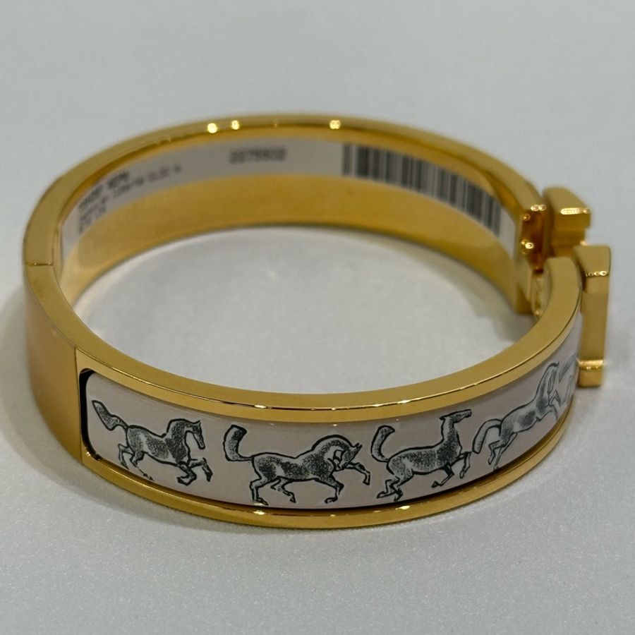 TW4864 Hermes 愛馬仕 H手鐲 特別版 奔騰的馬群 Chevaux en Liberte Clic H Bracelet PM Beige Lin x GHW-15