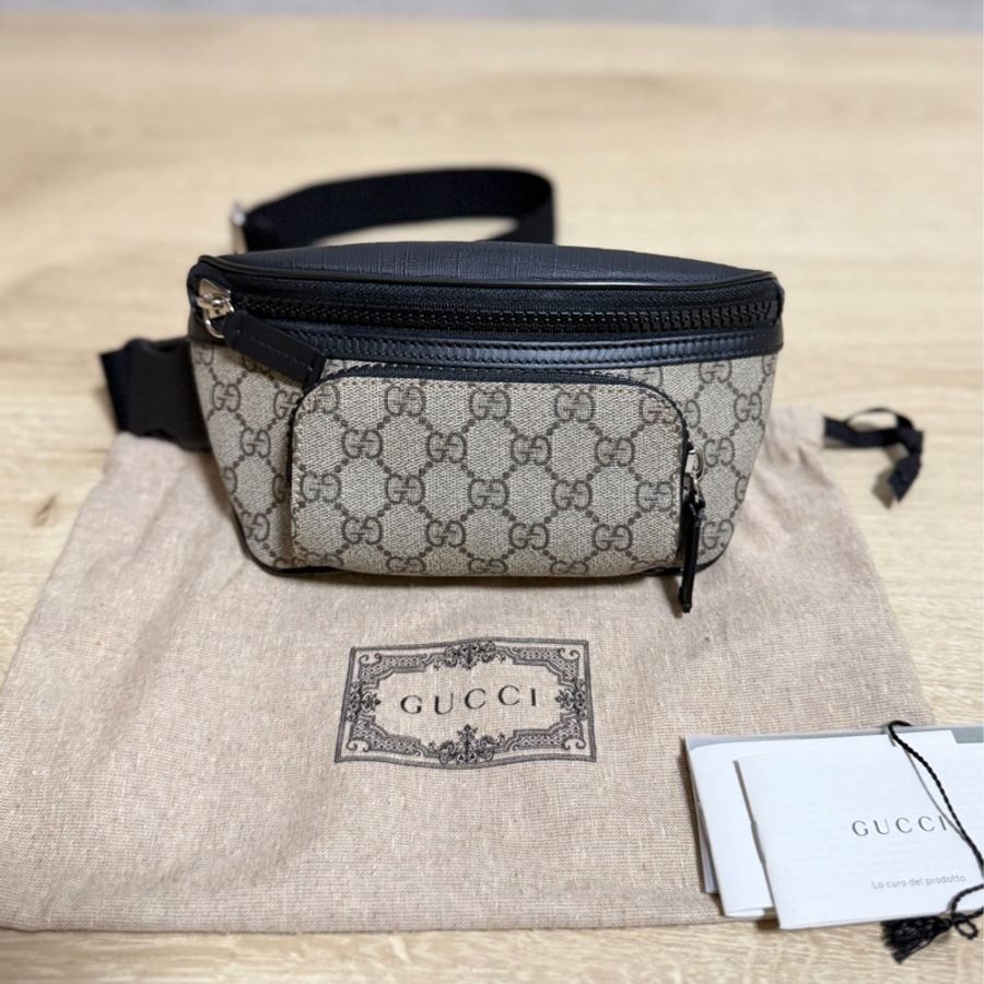 GUCCI GG Supreme 印花 PVC 皮革 腰包 胸口包 胸包 斜背包-0