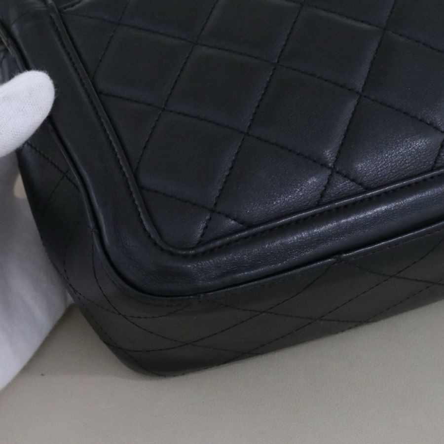 CHANEL 香奈兒 Elegent CF單肩斜挎女包，黑色小牛皮金鍊，序號20 尺寸30*17*9-3
