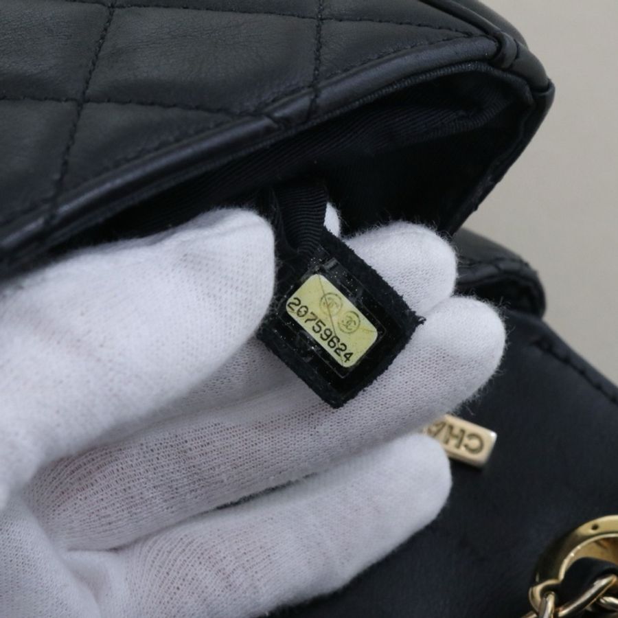 CHANEL 香奈兒 Elegent CF單肩斜挎女包，黑色小牛皮金鍊，序號20 尺寸30*17*9-10