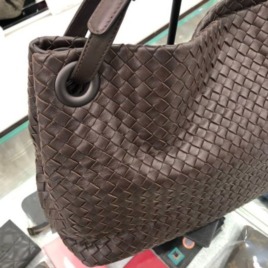 東區正精品㊣BOTTEGA VENETA BV 179320 咖啡色全皮編織手提包肩背包 RZ0774-1