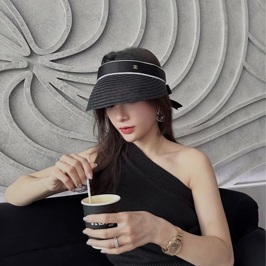 Chanel 2022年早春度假系列草編空頂遮陽帽-2