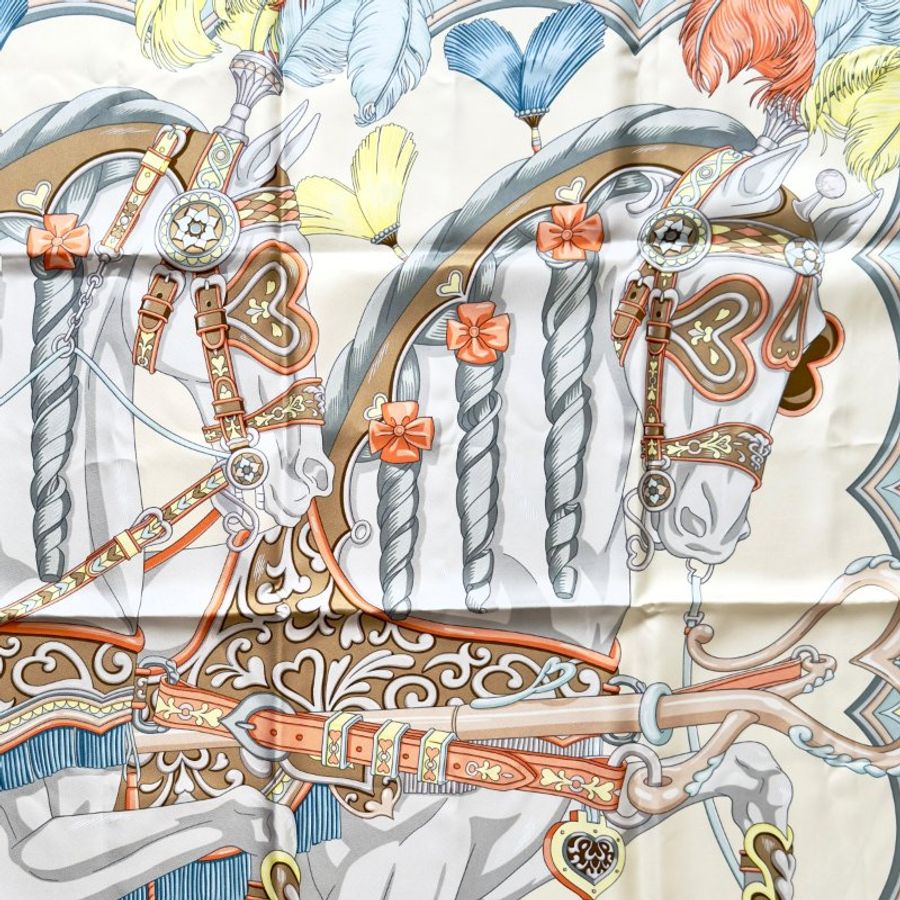 HERMES Harnais de Coeur scarf 90 甜蜜的鞍具 絲巾-2