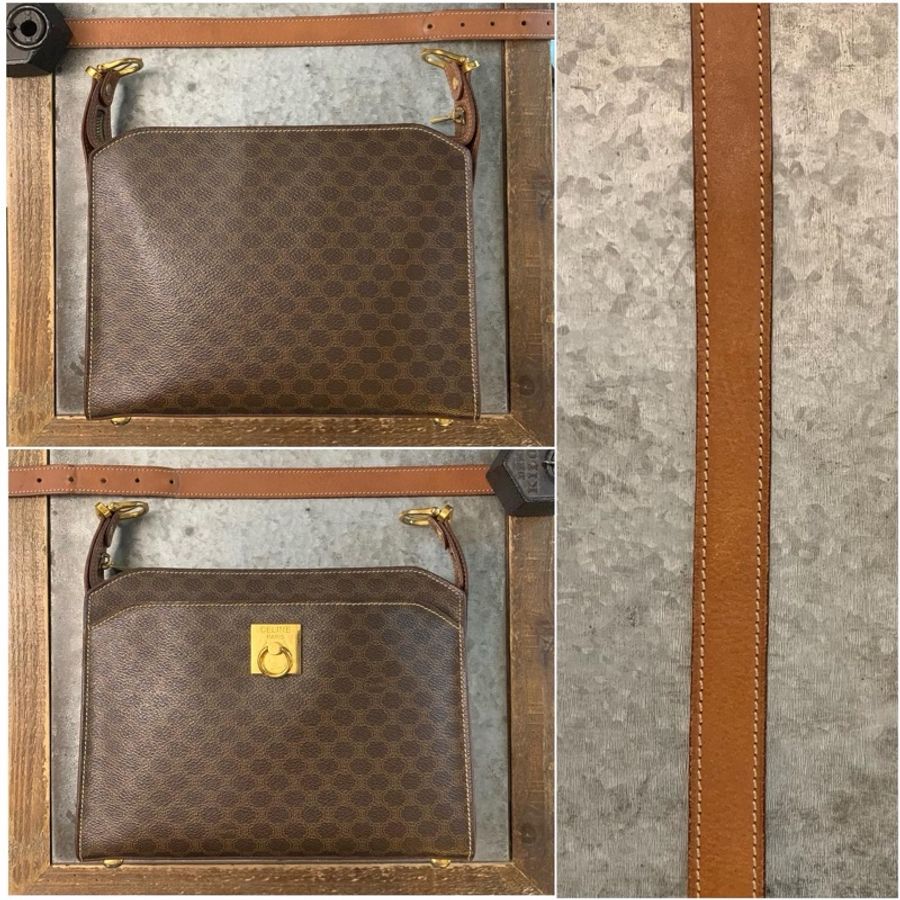 Celine Vintage Monogram Shoulder Bag With Gold Hardware  女裝馬蹄扣老花側/斜孭袋-1