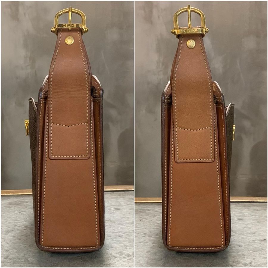 Celine Vintage Monogram Shoulder Bag With Gold Hardware  女裝馬蹄扣老花側/斜孭袋-3