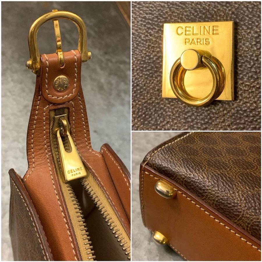 Celine Vintage Monogram Shoulder Bag With Gold Hardware  女裝馬蹄扣老花側/斜孭袋-4