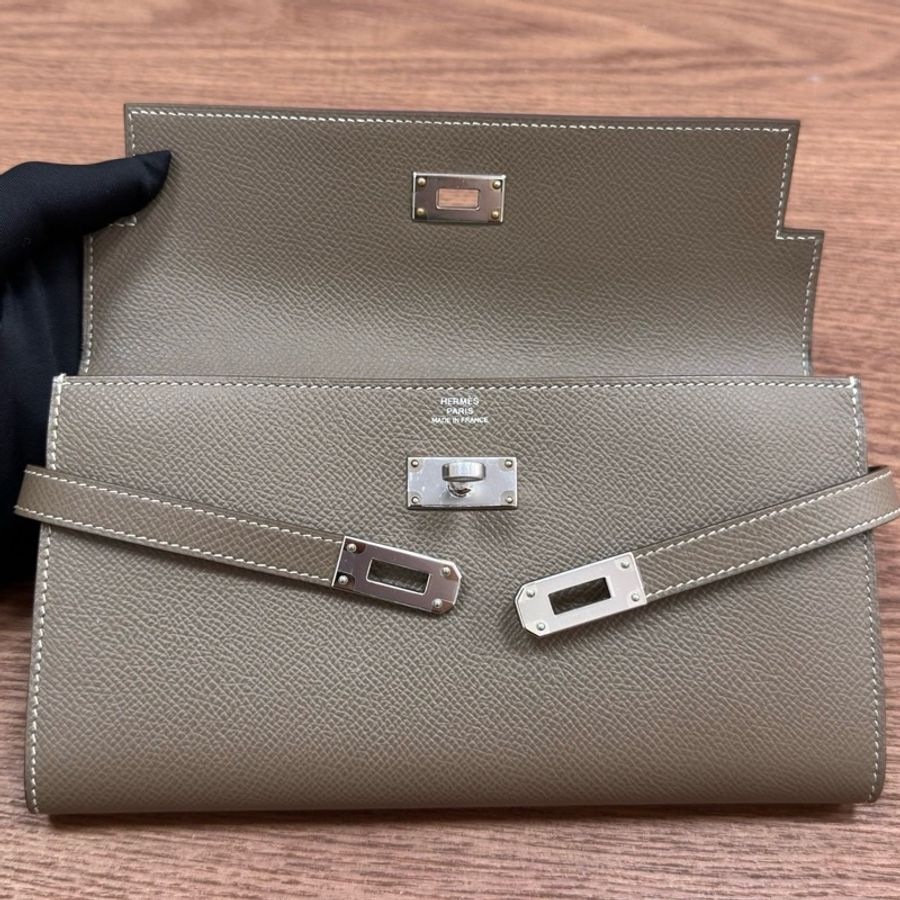 愛馬仕Hermes kelly錢包 kelly long 大象灰銀扣 epsom皮 D刻-10