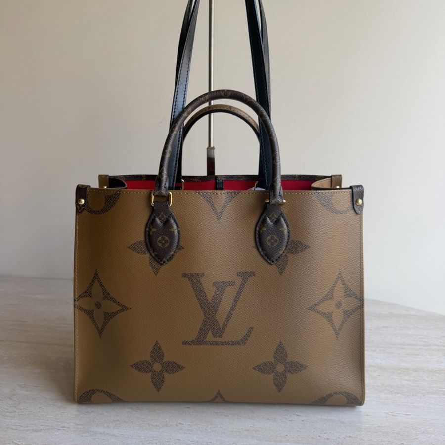 Louis Vuitton路易威登Onthego中號老花托特包+芯片 底長35cm-0